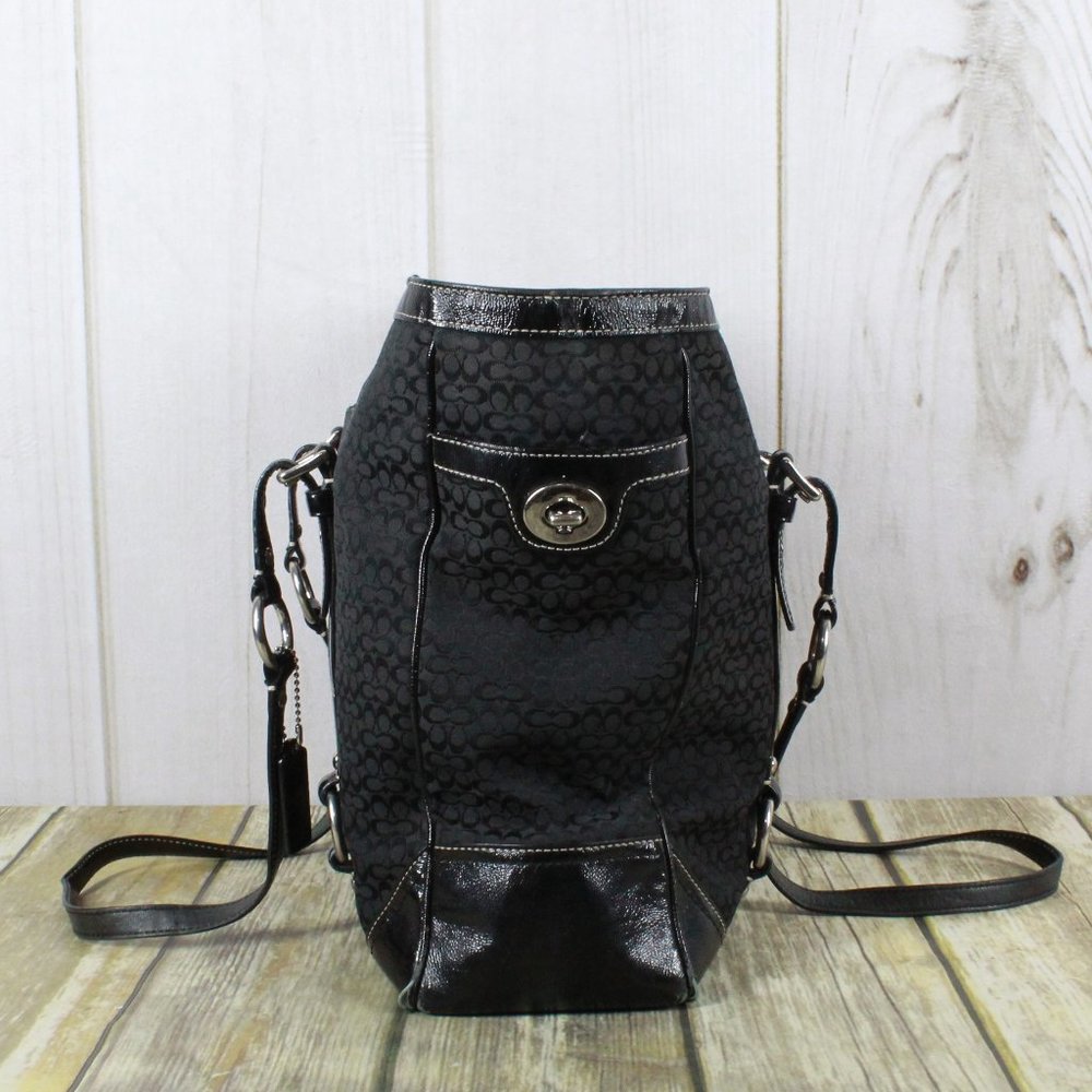 COACH Black Leather Trim Shoulder Handbag - Picture 4 of 12